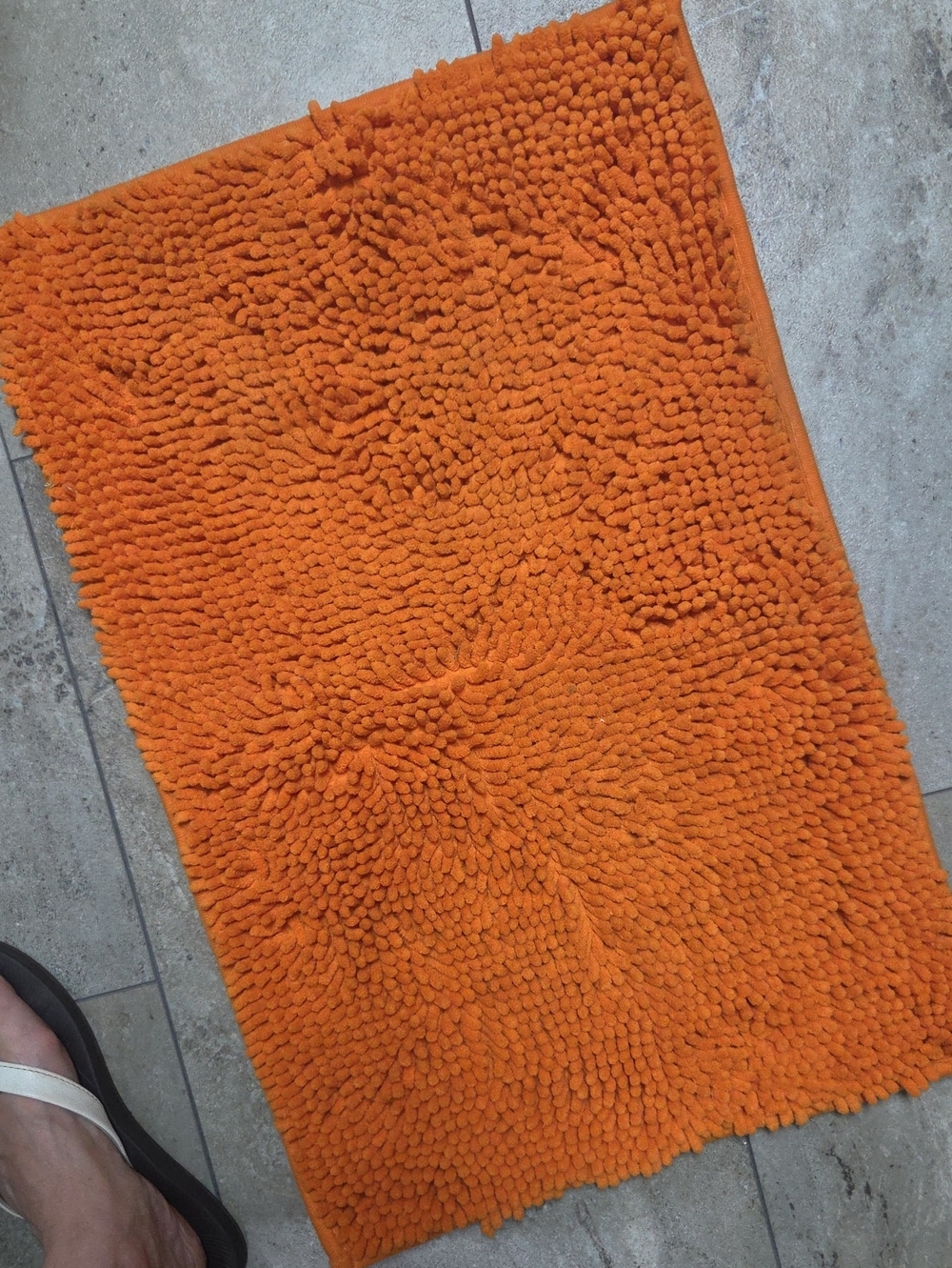 Plush Orange Chenille Door Mat - Soft, Absorbent Accent Rug
